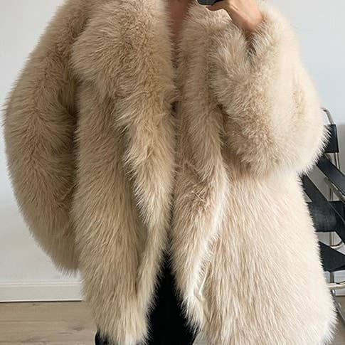 Rosa Clothing - Wholesale Fur/Faux Fur Coat - Women's - Zariah oversized lapel Fluffy faux long fur coat5