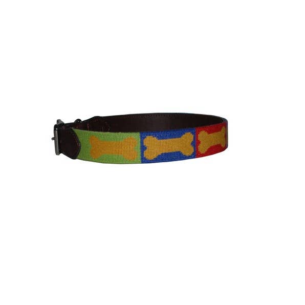 Needlepoint Dog Collar-Bone Design for wholesale by Baldwin Belts