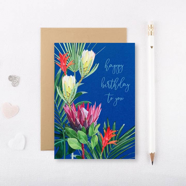 Tropical Flower Birthday Card - Tropical Flowers Card for wholesale by Arch & Ivy