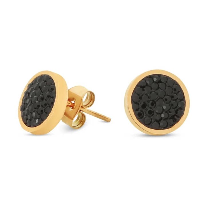 Brincos Melano Friends Danielle Gold Jet Black por atacado de Melano Jewelry