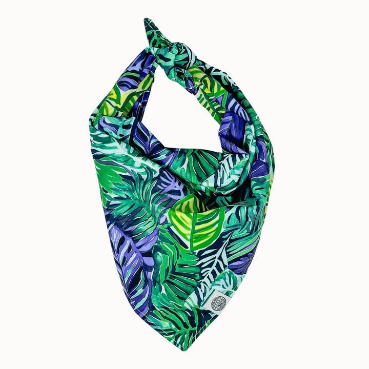 Maui Quick Dry Dog Bandana | Tropical Palm Leaves Pet Scarf for wholesale by Camp Hound