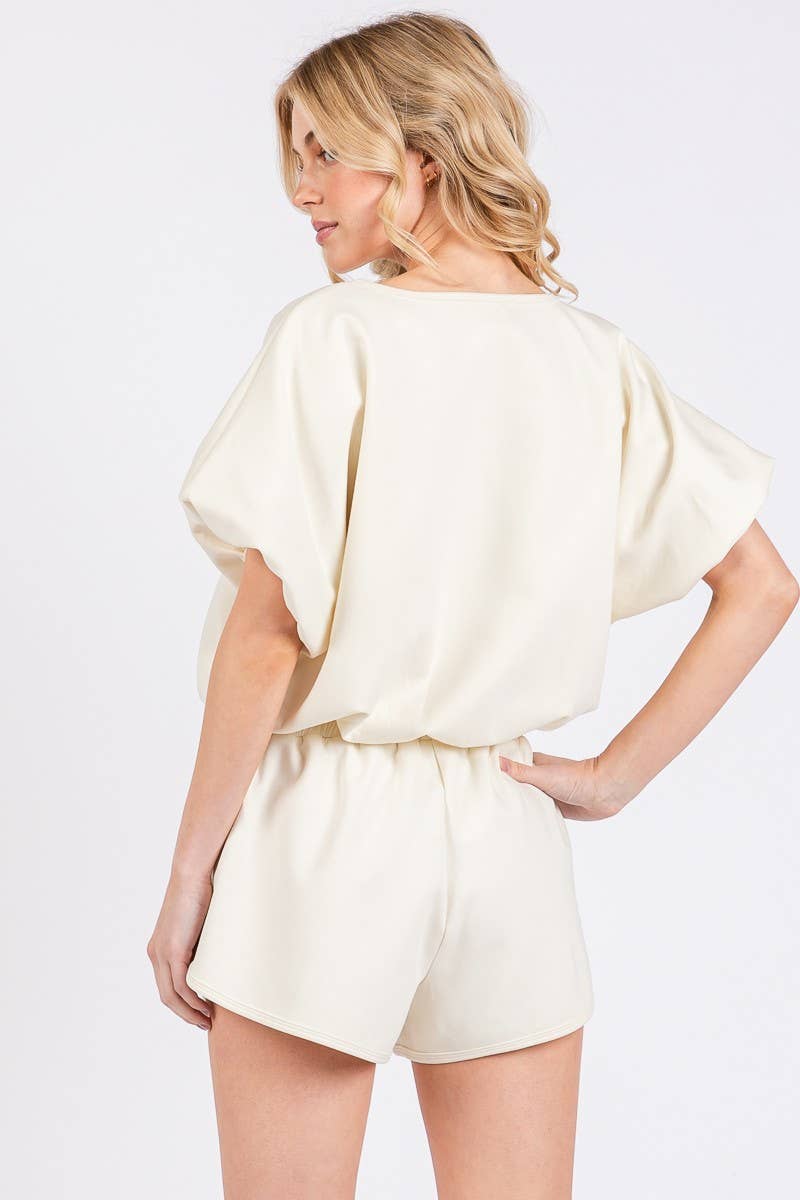 BLACK BUBBLE HEM SCUBA TOP AND BOTTOM SET for wholesale on Faire18