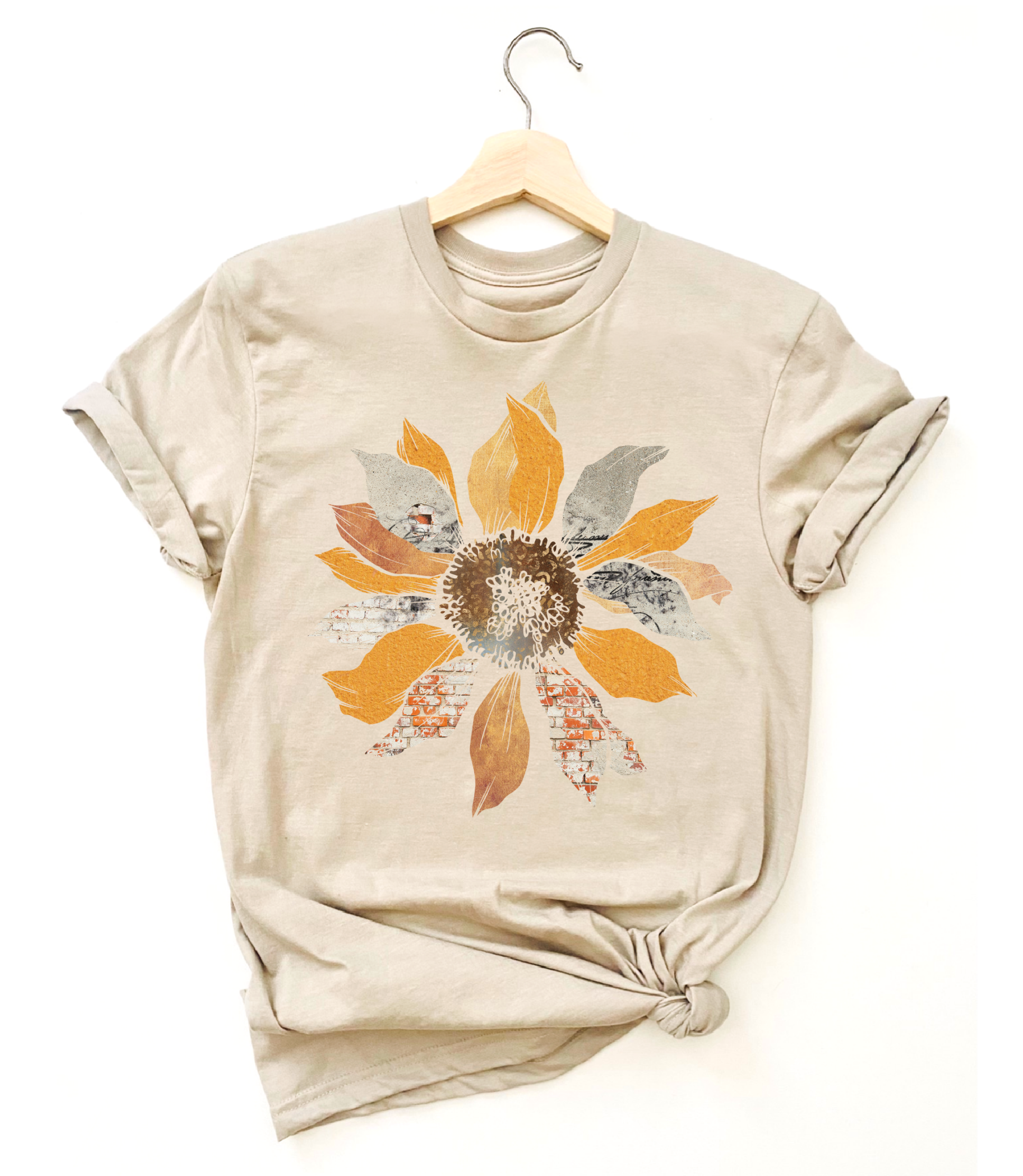 Par.tees by Party On! - Wholesale Screen Printed T-Shirt - Women's - Grunge Sunflower Summer FLower Floral yellow t Graphic tee1
