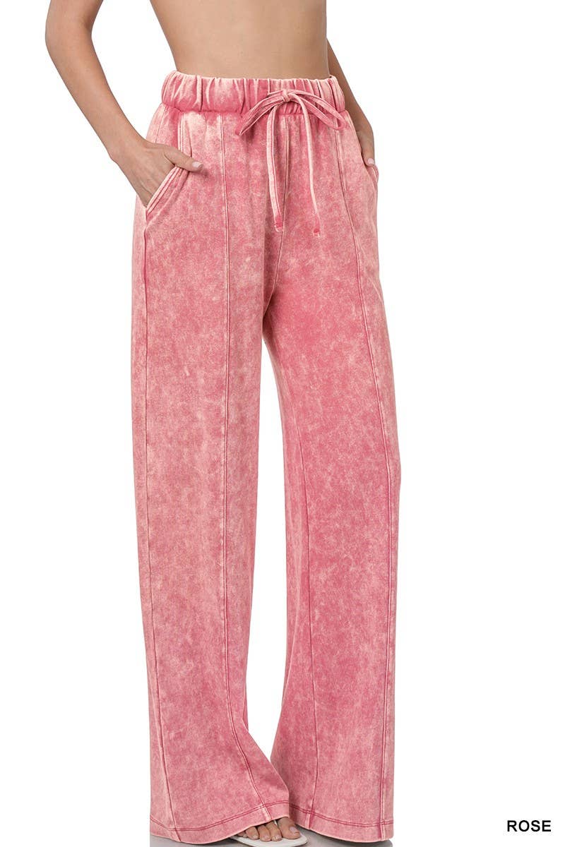 Baie Bleue - Wholesale Pants - Women's - P1756ZN - COOL ACID WASH WIDE LEG PANTS3