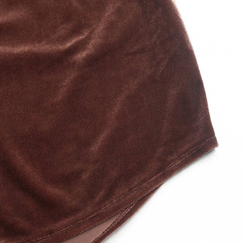 Suhkasana - Wholesale Button Down Shirt - Women's - Solid Velvet Button-Up Lantern Sleeve Collared Blouse26