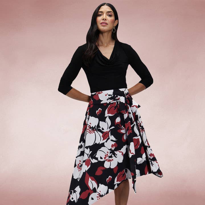 Asymmetric Hem Skirt with Bow Ties for wholesale by HotSquash