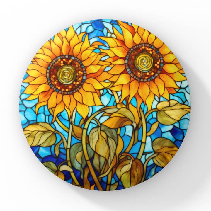 Sunflower Pin Button, Sunflower Keychain, Sunflower Magnet for wholesale by NatureCuts