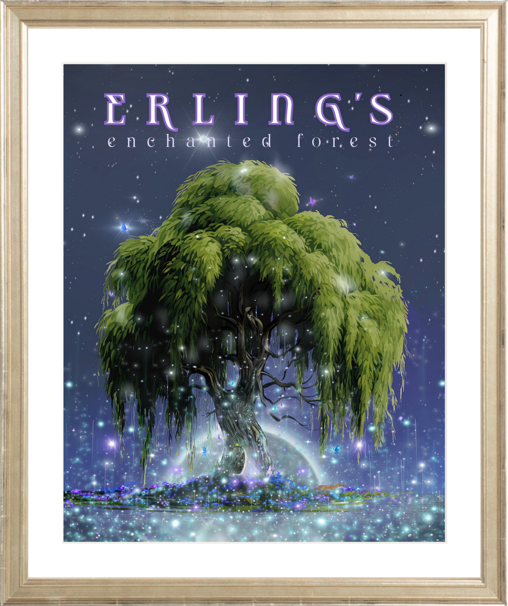 Erling's Enchanted Forest – wholesale Väggdekor - Barn och baby – Erlings förtrollade skog - TWILIGHT Inramad tryck8