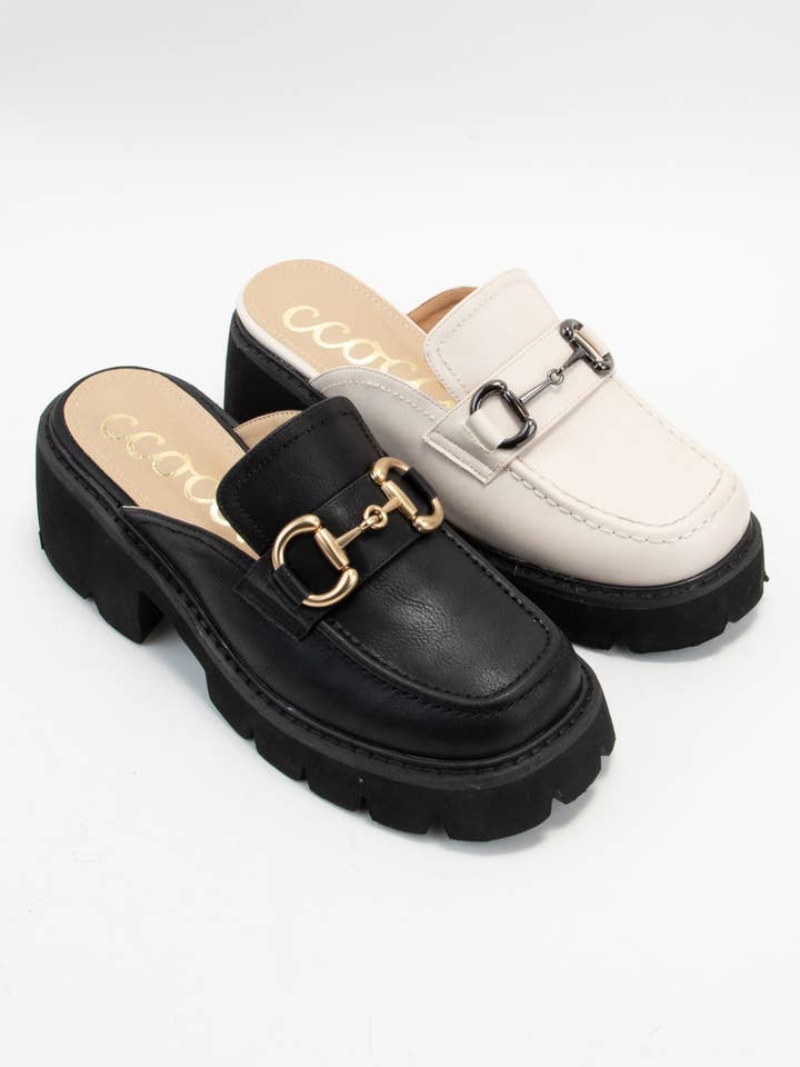 CCOCCI - Wholesale Loafers - Women's - LYNN CHUNKY PLATFORM HORSEBIT SLIP ON LOAFER MULE1