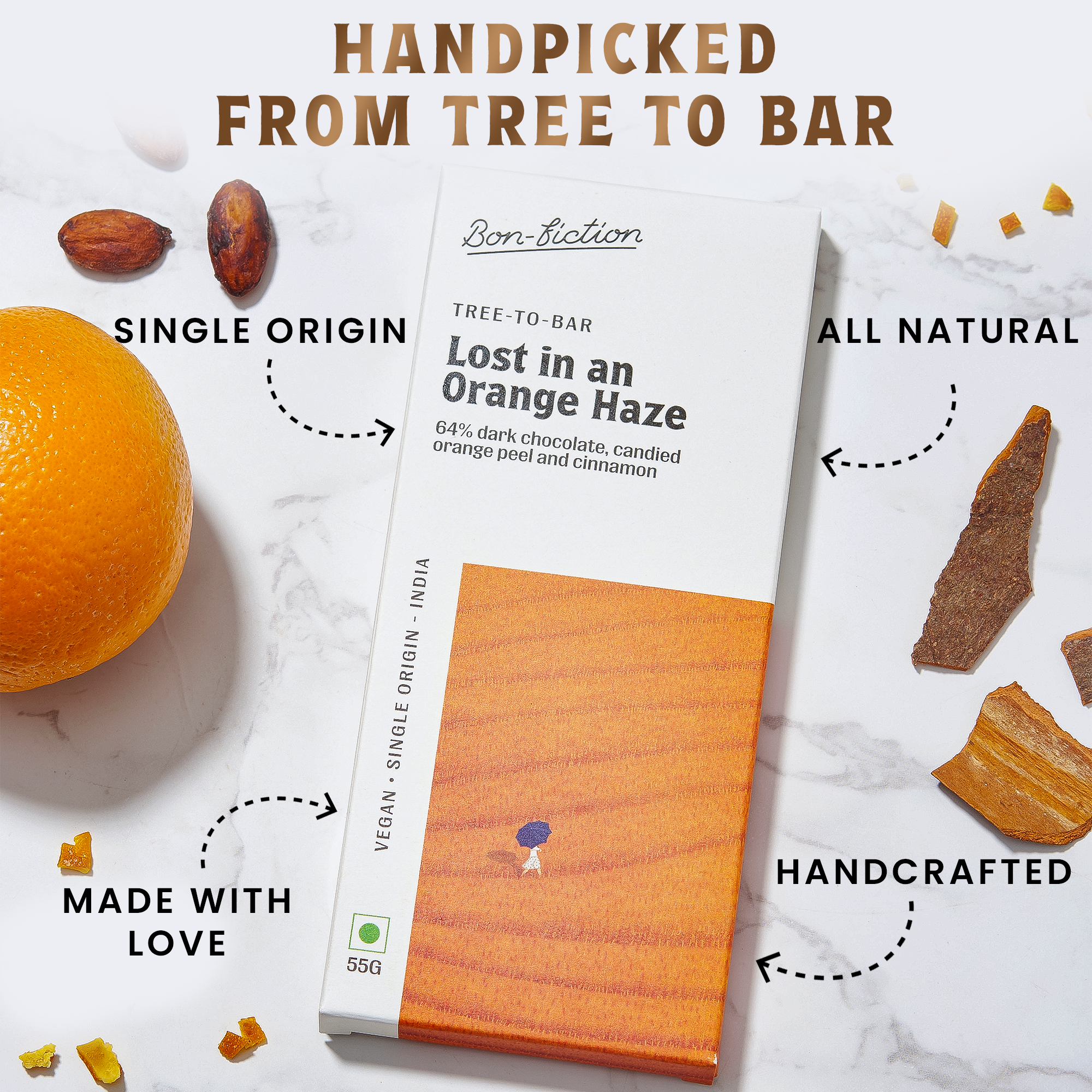 Bon Fiction - Wholesale Chocolate Bar - Lost In An Orange Haze -  64% Dark Orange  Cinnamon Chocolat4