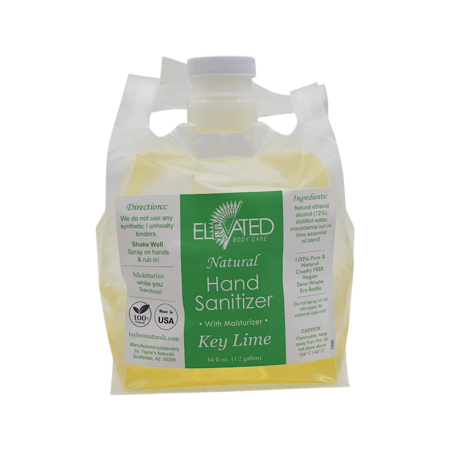 Taylor's Naturals - Vente Désinfectants pour les mains - RECHARGE/EN GROS de désinfectant pour les mains naturel ELEVATED8