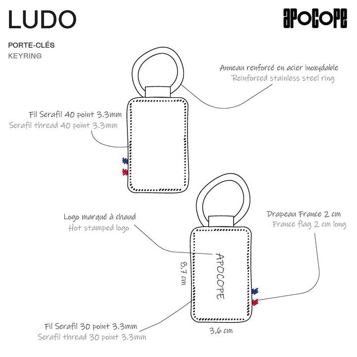 apocope.paris - Wholesale Keychain - Unisex - LUDO - Patinated leather keychain - Chocolate4