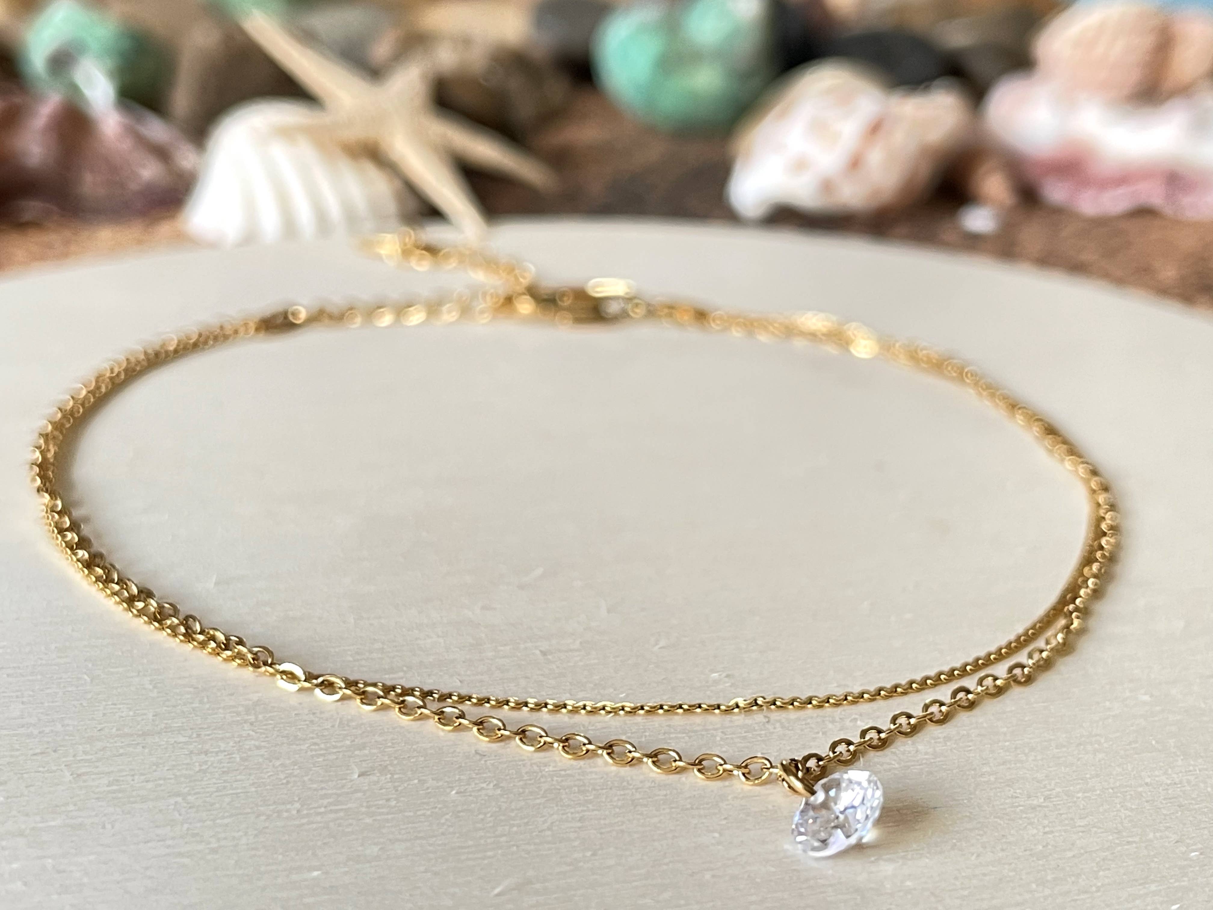 Blueyejewelry - Wholesale Anklet - Dainty CZ Anklet - 18k Gold Diamond Ankle Bracelet - 1