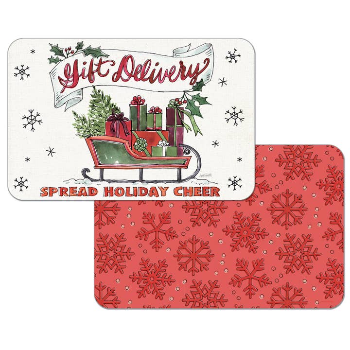"Holiday Delivery" Reversible Rectangular Plastic Placemat for wholesale by Conimar Promotions