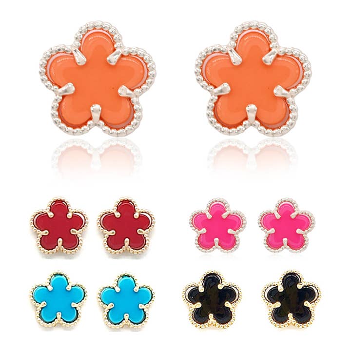 Brincos Flor com contorno em tons de ouro por atacado de Fashion City