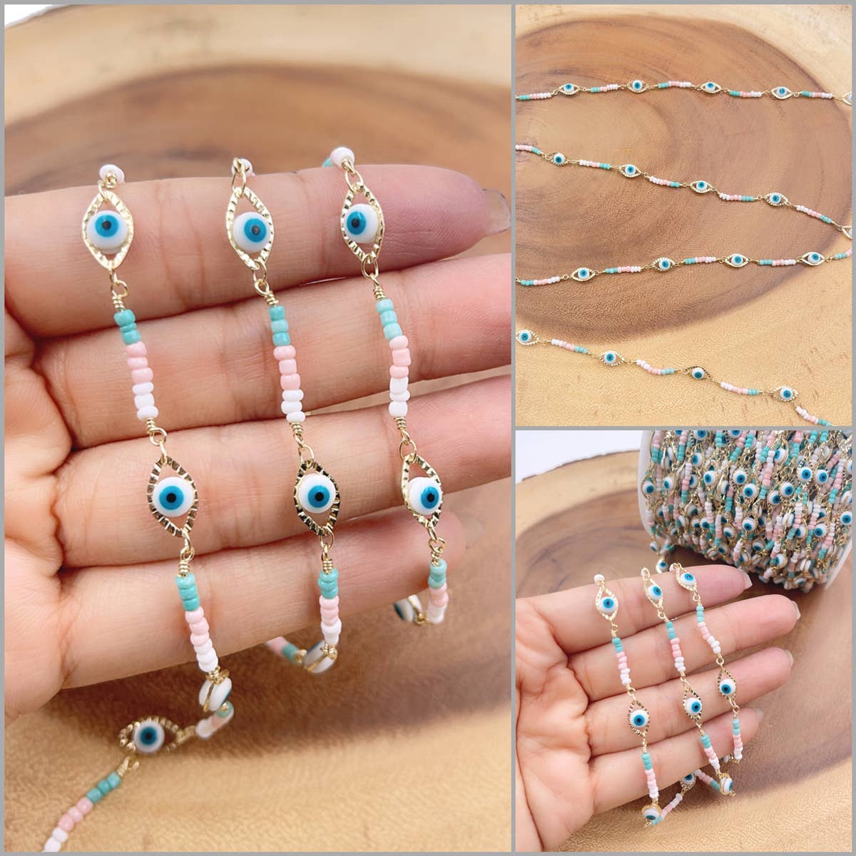 Beads Creation - Wholesale Link & Chain Necklace - Multi color Enamel Rolo Cable Paperclip Chain by Foot, CH3156