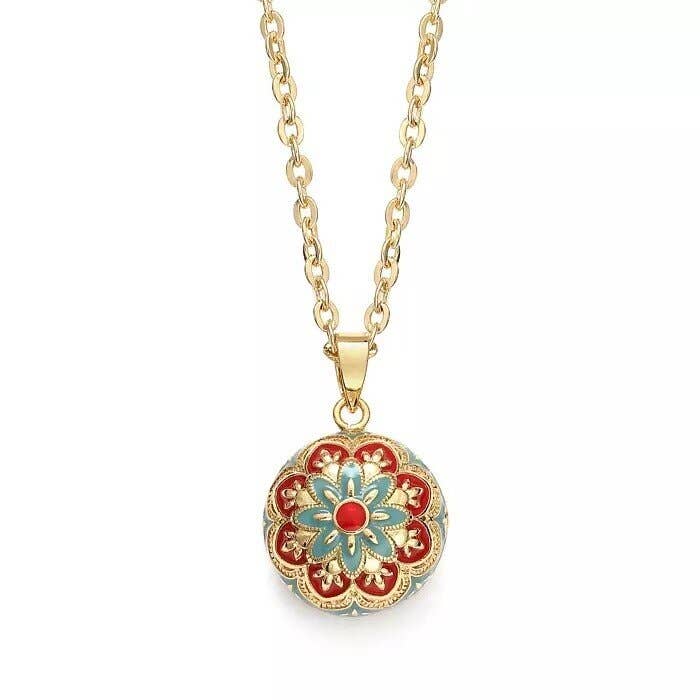 CocoonMe - Wholesale Pendant/Charm Necklace - Indonesian Colors Pregnancy Bola - Floral Patterns0