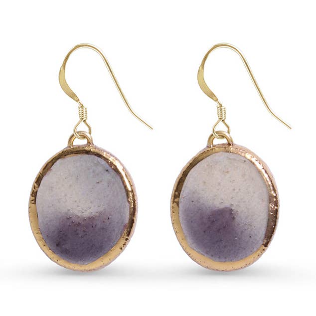 Pendientes Colgantes Ovalados Hechos a Mano Dusk – Cerámica, Vidrio y Oro para venta al por mayor de Habulous