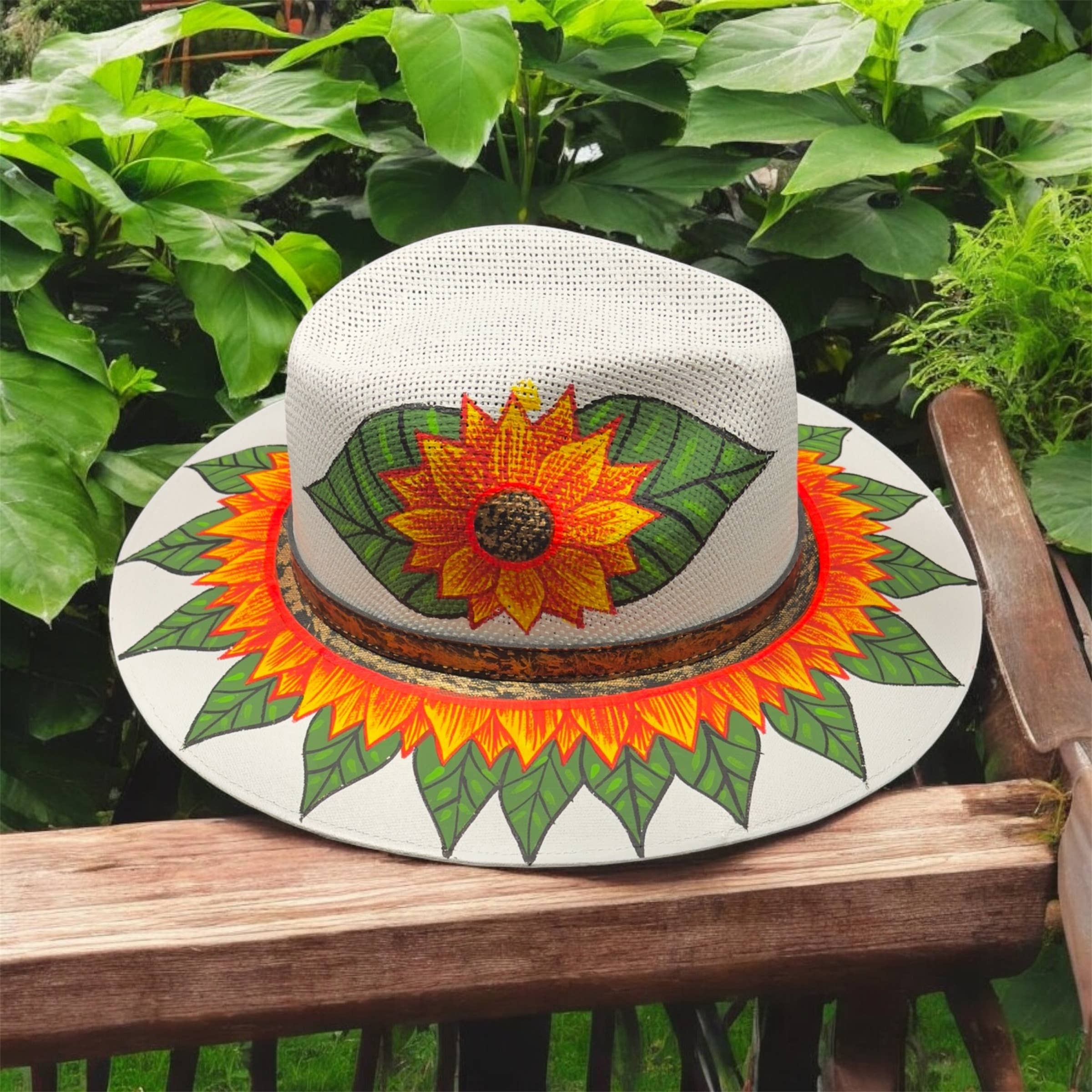 GMCE Global Trading, LLC - Wholesale Fedora - Unisex - Floral Hand-Painted Palm Straw Fedora Hat 5