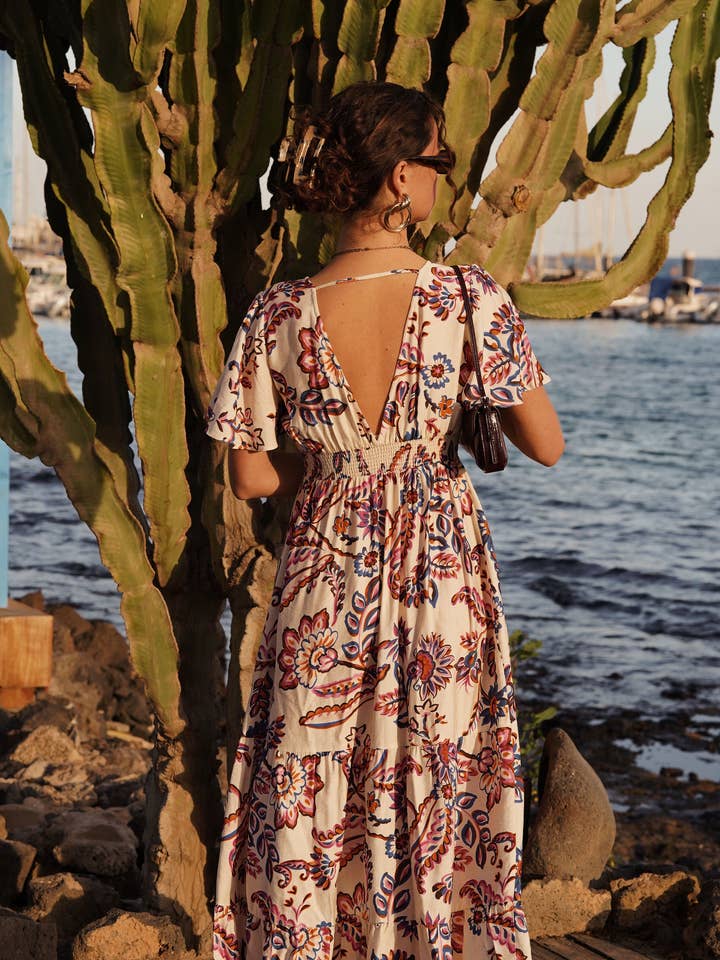 IN APRIL 1986 - SAS IDK - Wholesale Dress - Women's - Colorful paisley print bohemian long dress R51762