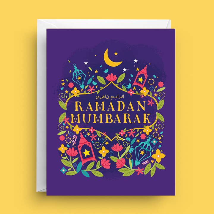 Carte de vœux Ramadan Moubarak - Carte de vœux Bénédictions Lunaires pour la vente par Nicole Marie Paperie