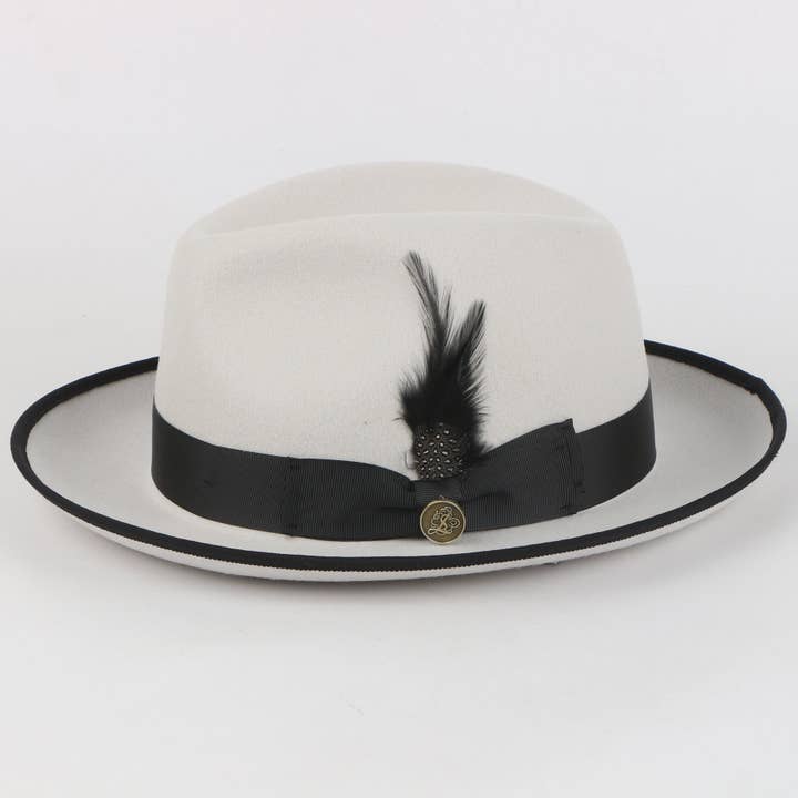 Le Domingo | Chapeau Fedora en Laine Australienne Fine | Blanc pour la vente par Steven Land