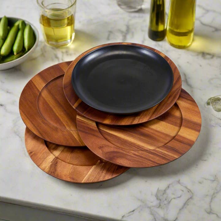 Kalmar Home - Wholesale Charger plate - Set of 4 Acacia Wood Charger Plates1
