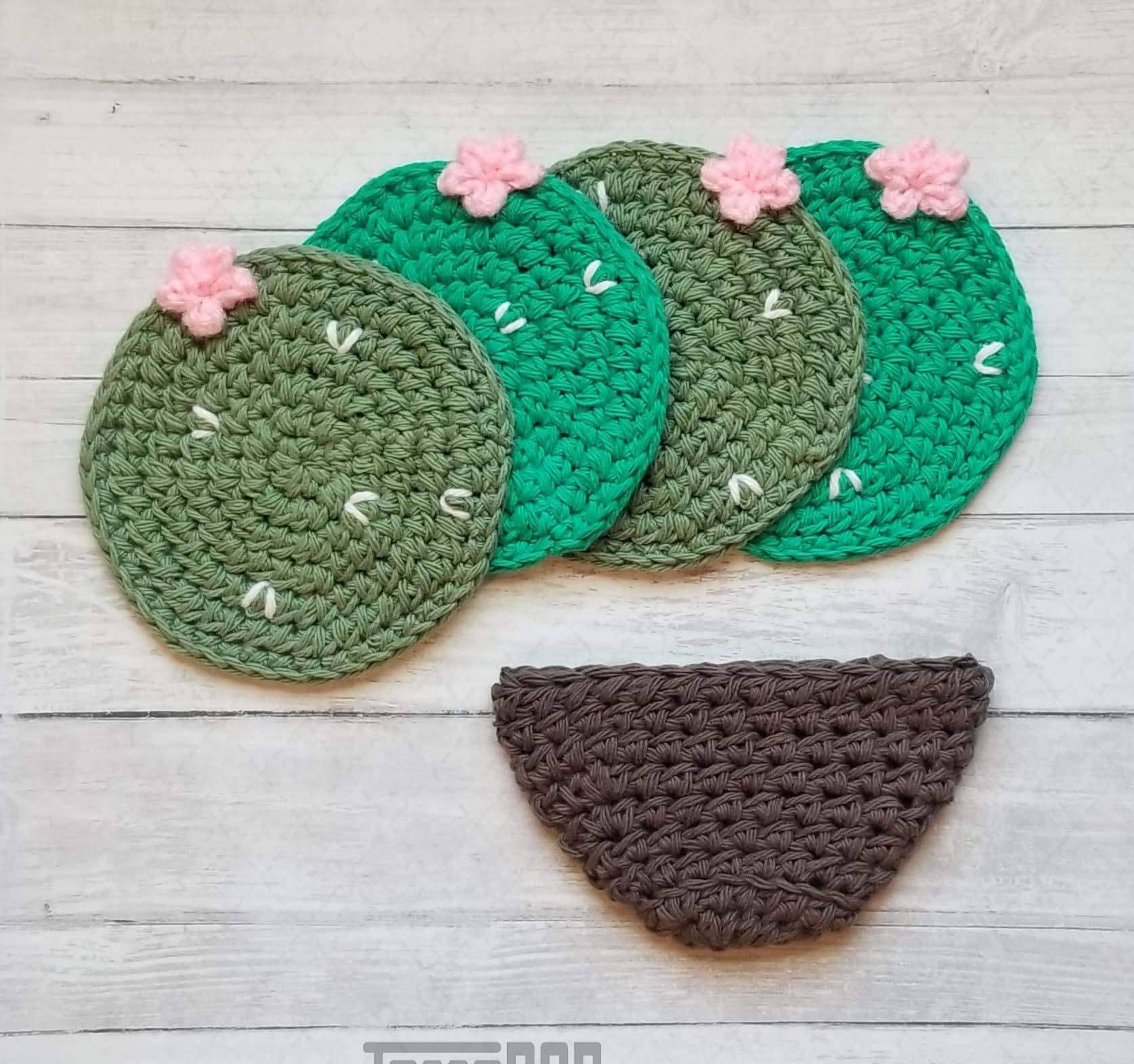 TOMOPOD LLC - Wholesale Coasters - Crochet Cactus Coasters, Set of 4, Plant Lover Home Decor3