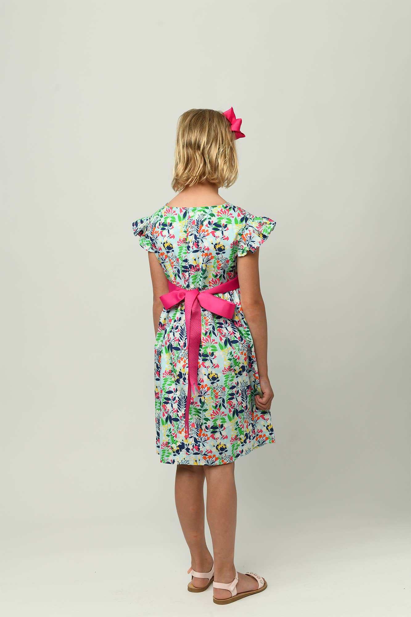 Minna - Wholesale Dress - Kids -  Ruffle Sleeve Classic Party Dress - Vibrant Florals 3