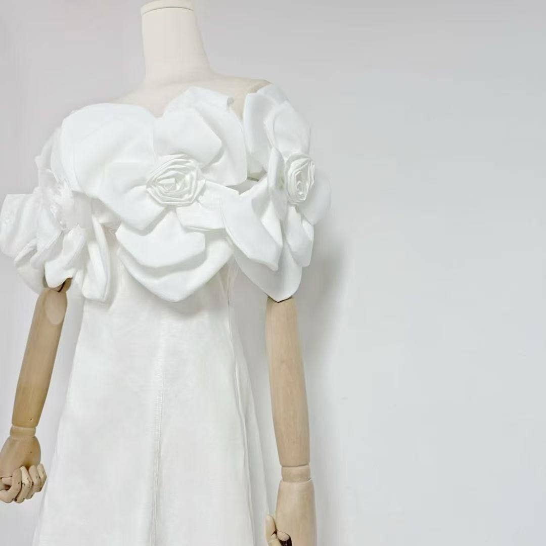 Productseeker - Wholesale Skirt - Women's - DR493 Elegant A-Line Skirt with 3D Floral Slim Fit Design7