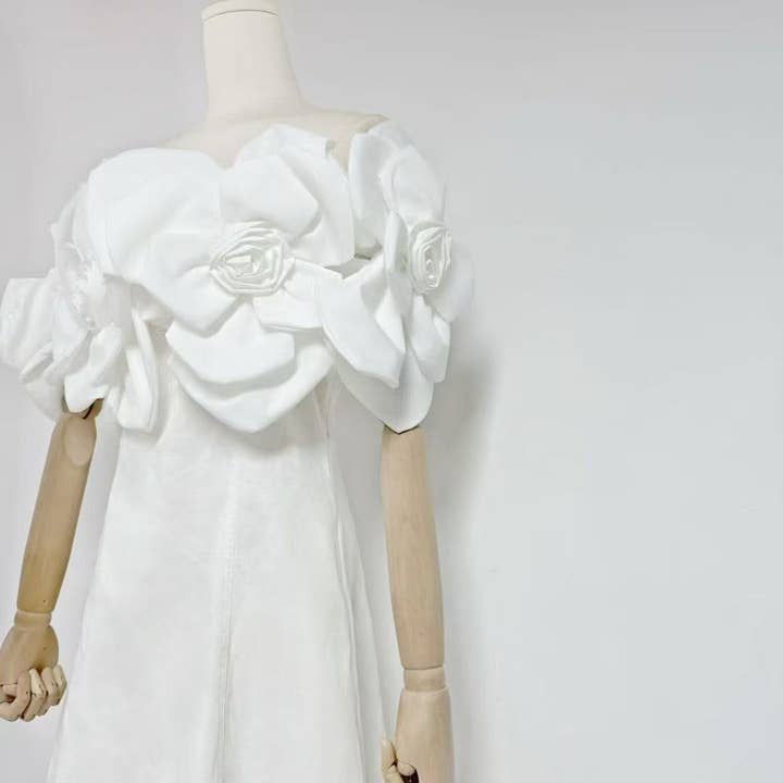 Productseeker - Wholesale Skirt - Women's - DR493 Elegant A-Line Skirt with 3D Floral Slim Fit Design7