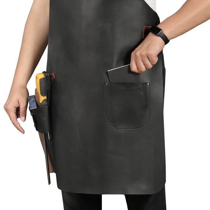 Londo - Wholesale Apron - Otto Angelino Top Grain Leather Apron Woodworking, Cooking, Chef, Barista, Christmas Workshop with Tool Pockets10