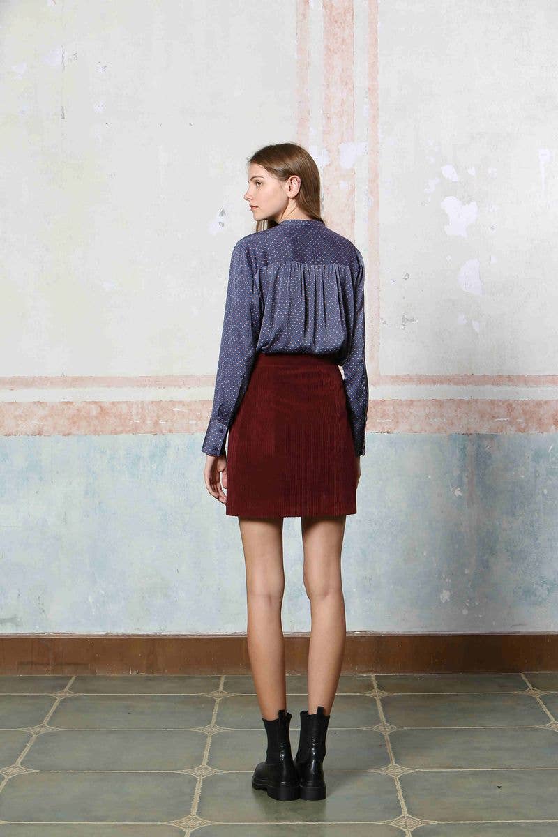 bordeaus S24232229--Ladies Short Corduroy Skirt for wholesale on Faire3