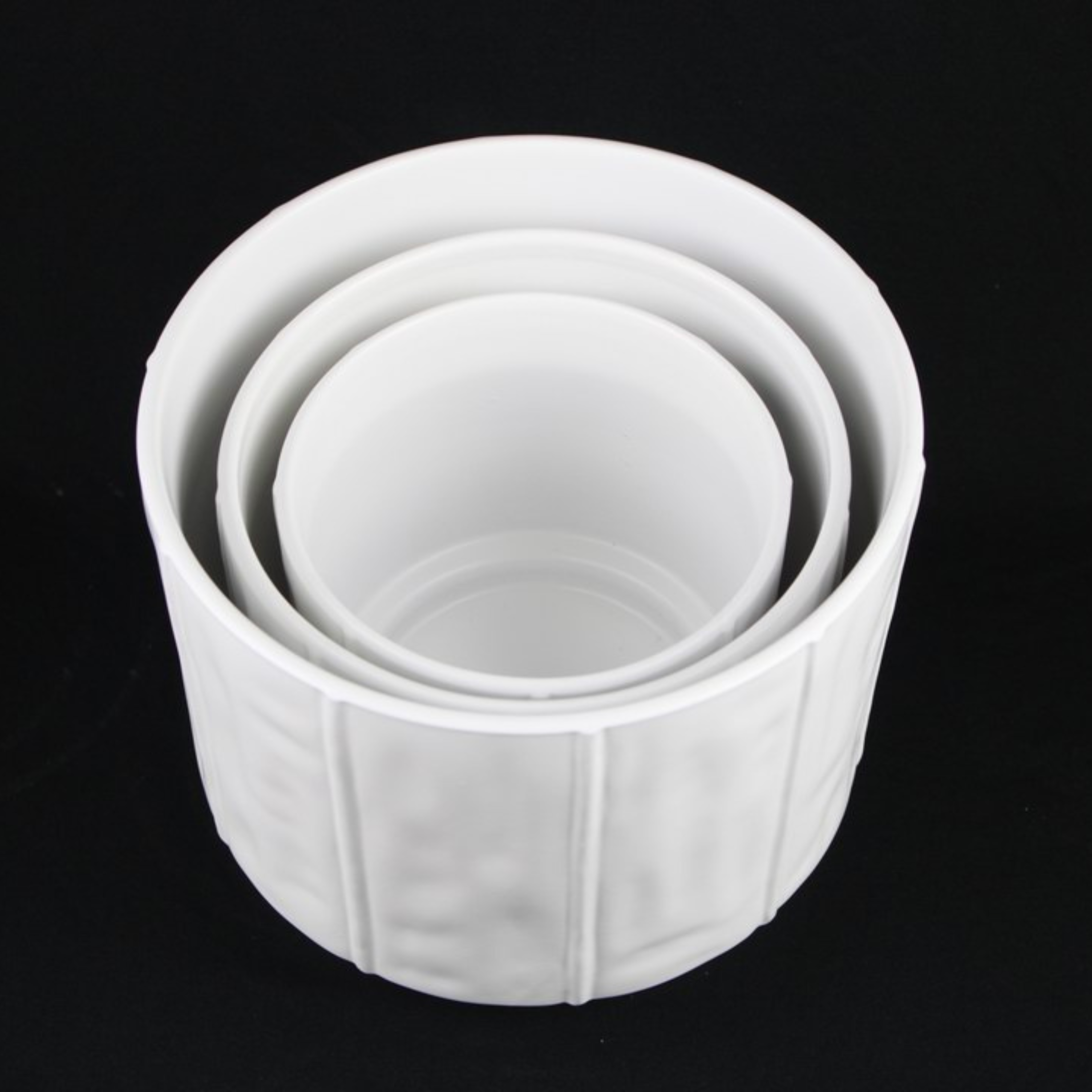 Florinia - Wholesale Plant Pot - 3-Piece White Stoneware Planter Pot Set with Soft Vertical Texture6