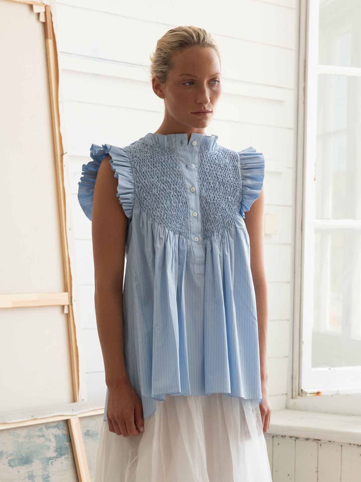 Azur Top Rayure Bleu Rayure pour la vente par TEIJA