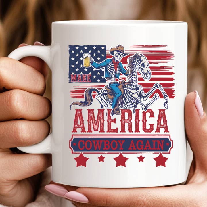 America Cowboy Again 4th Of July Mug for wholesale by Hello Gorgeous Mugs