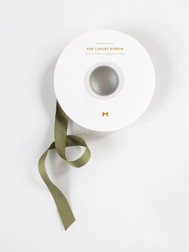 Fern Green Cotton Ribbon 30 Meters for wholesale by Bespoke Letterpress