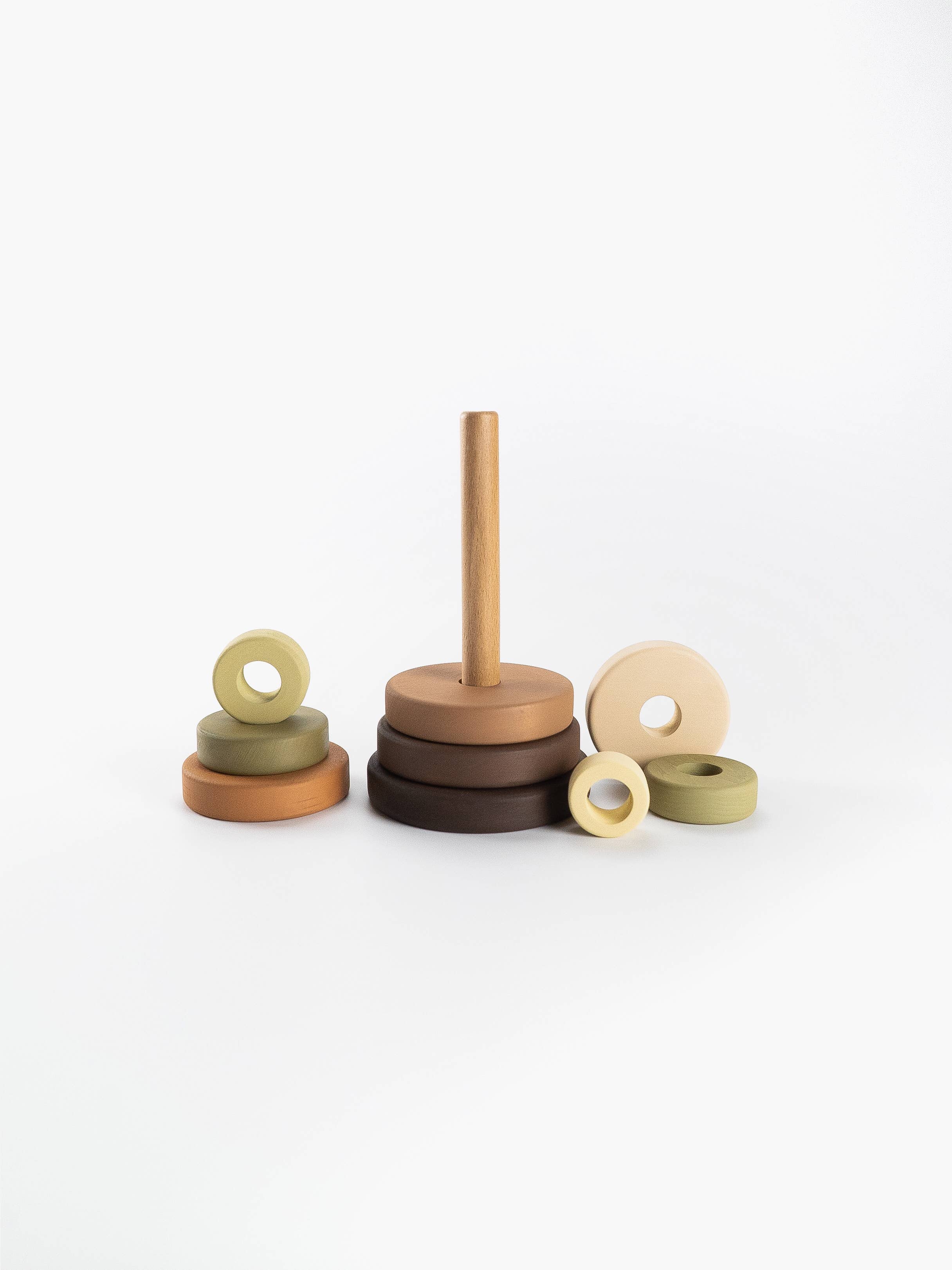 SABO concept - Wholesale Stacking Rings Game - Baby - Wooden Ring Stacker Toy Stacking Toy Baby Gift Olive Rings1