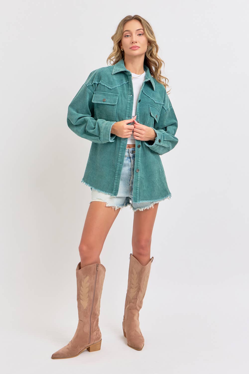 Sweet Lovely by Jen - Wholesale Shirt Jacket/Shacket - Women's -  CORDUROY SHACKET MINERAL WASHED COWBOY WESTERN COMBINED9