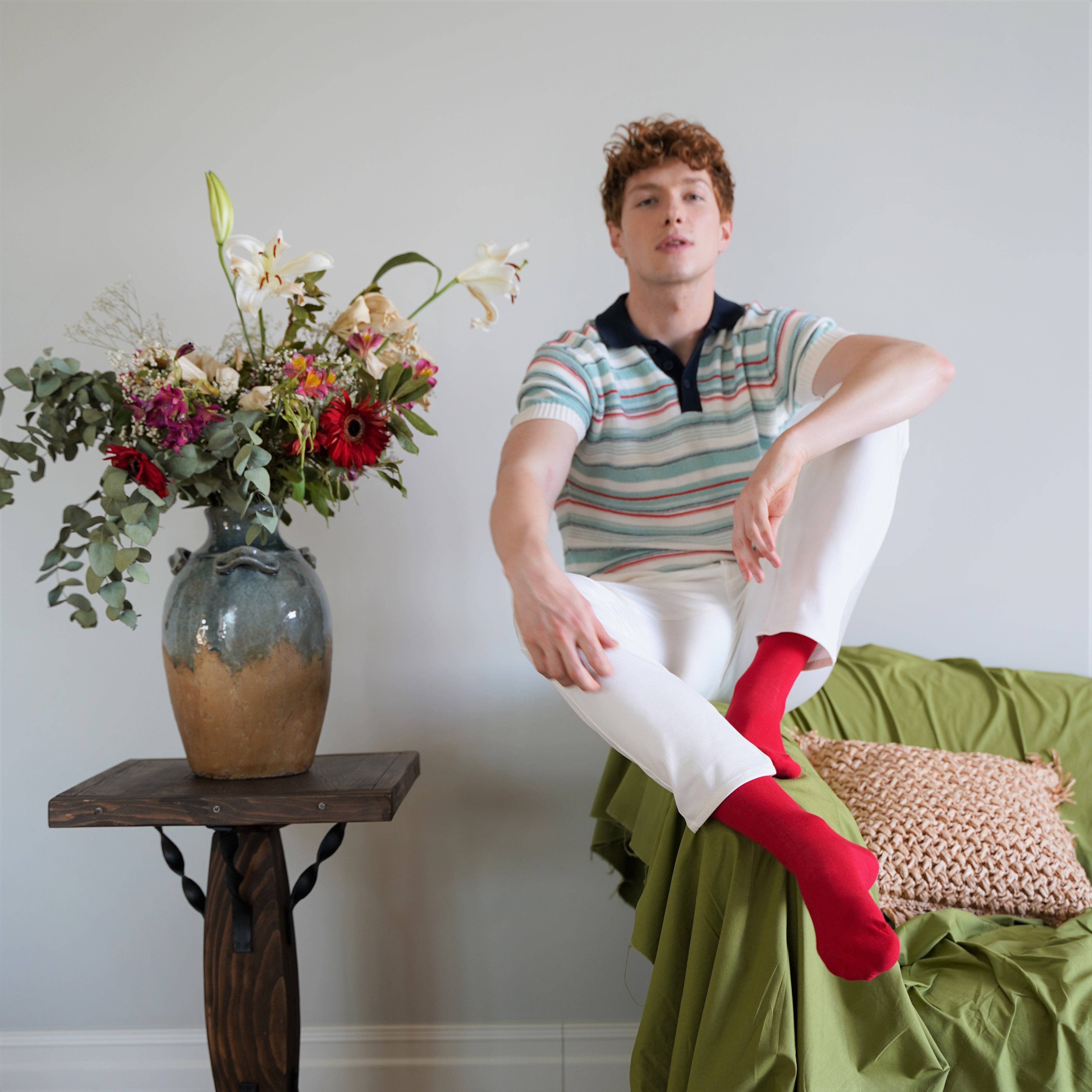 KLUE - Vente Chaussettes – unisexe - Chaussettes KLUE Organic solid | Rouge0