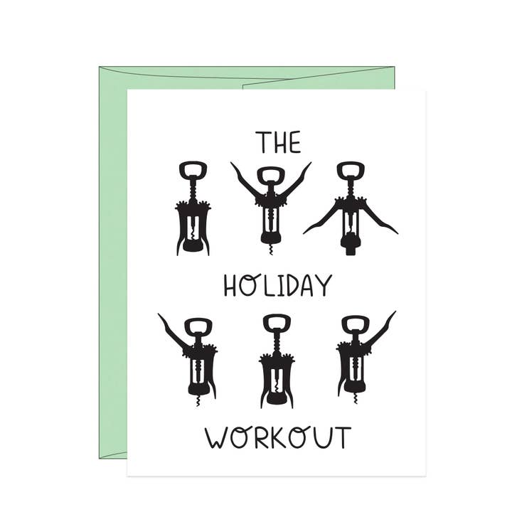 The Holiday Workout Letterpress Card for wholesale by Stack Paper Press