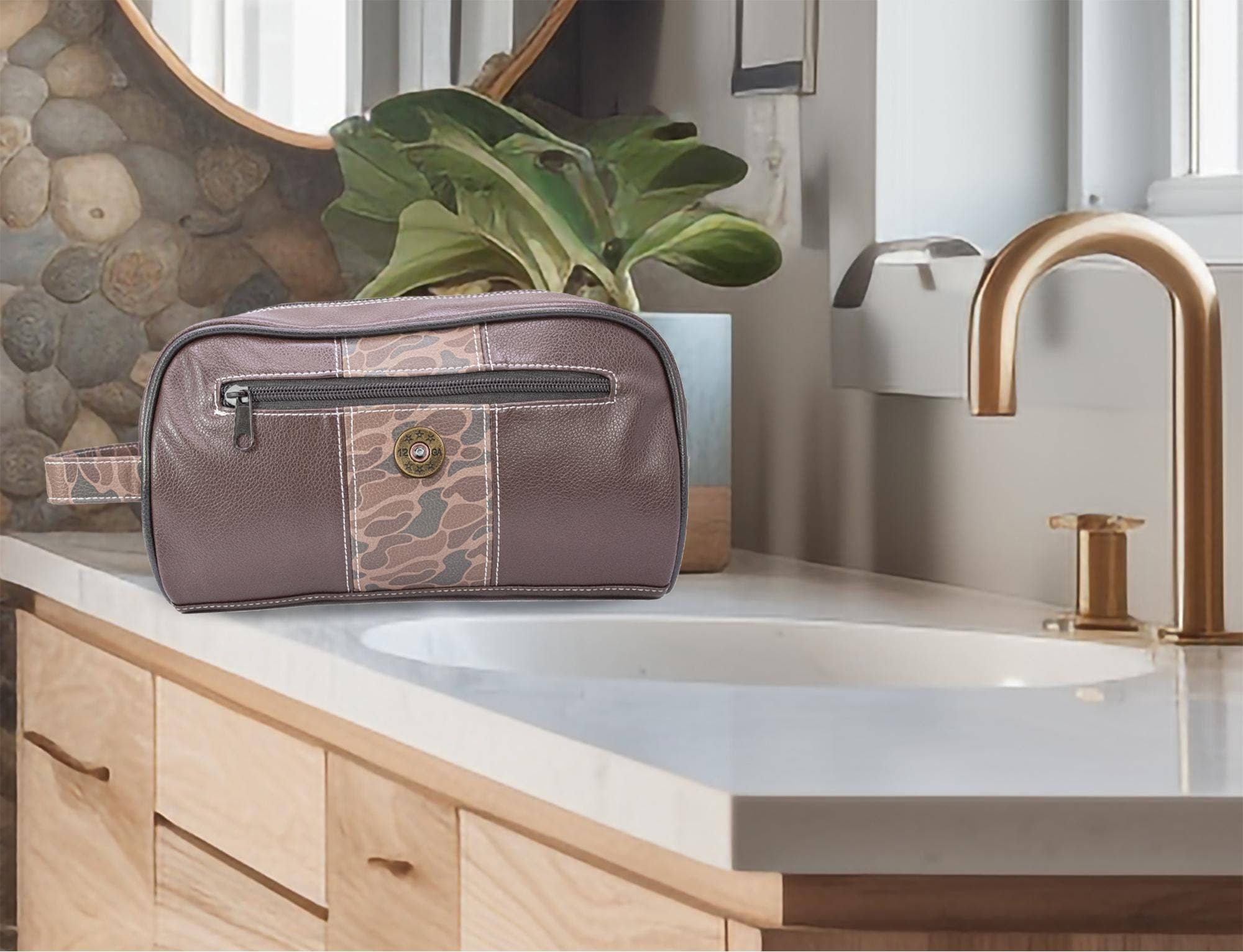 Zep-Pro - Wholesale Toiletry Bag - Men's - Shot Shell Brown Pebble Old School Camo Men's Toiletry Dopp Bag.8