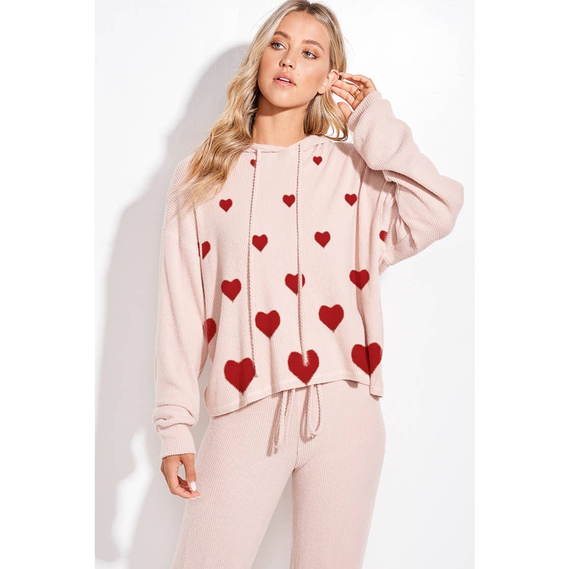Phil Love - Wholesale Graphic Sweatshirt - Women's - Heart print soft rib Hoodie loungewear set16