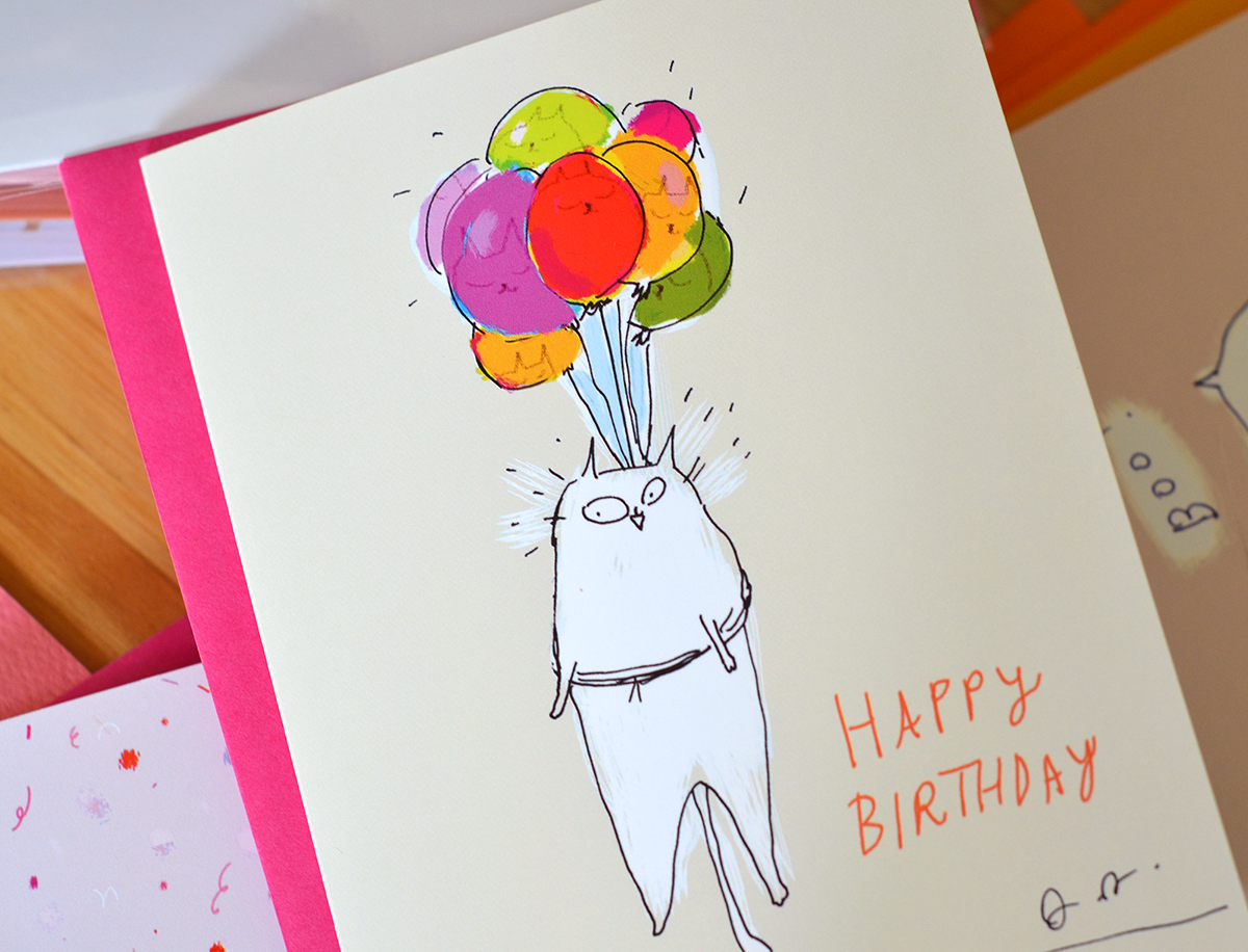 The Dancing Cat – wholesale Birthday card – Birthday Balloon Ride1