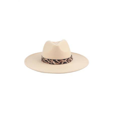 MYS Wholesale Inc - Vente Chapeau en feutre - femme - Chapeau à bord tendance en feutre avec accent léopard4