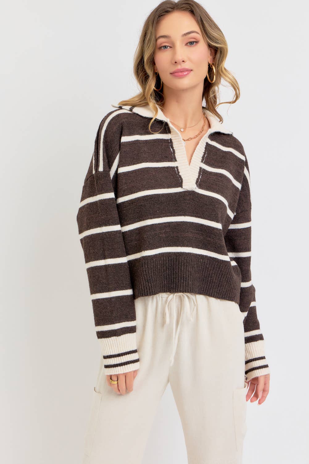 Sweet Lovely by Jen - Wholesale Knit Sweater - Women's - STRIPED EVERYDAY  KNIT SWEATER27