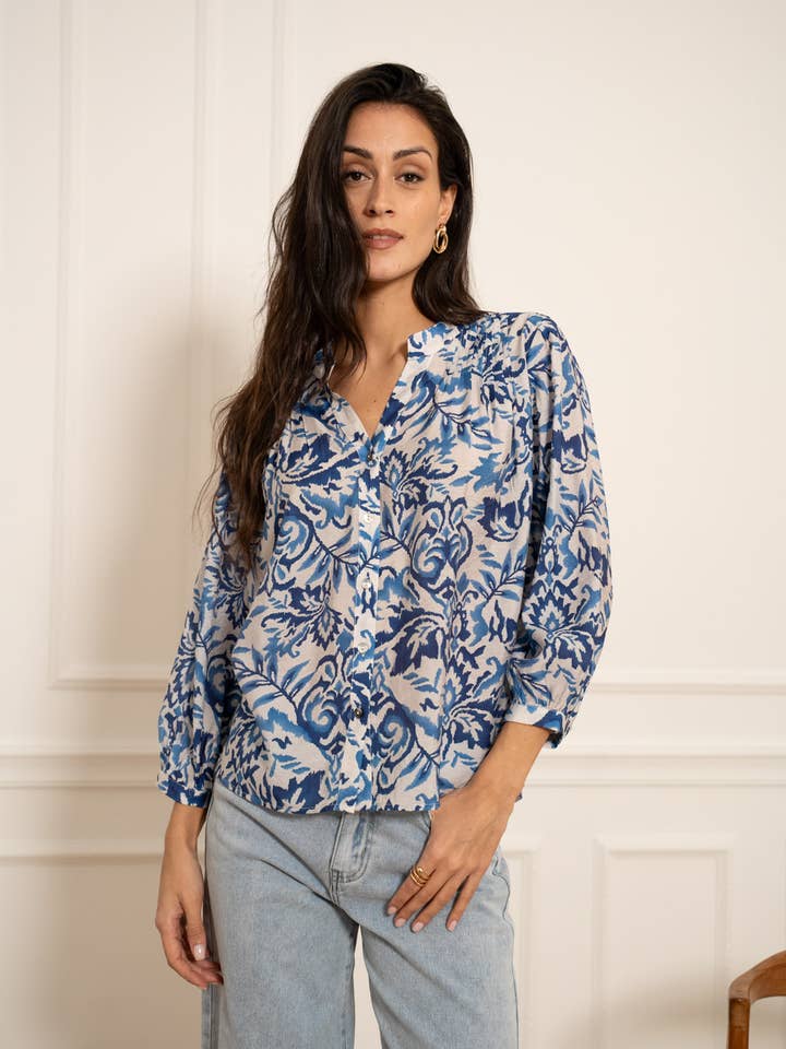 Camisa estampada em viscose e seda Saint Tropez - CK08136 por atacado de CHOKLATE PARIS