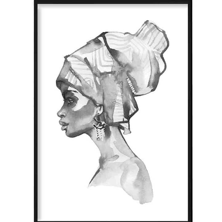 Poster Foulard Femme Monochrome Gris pour la vente par Artze Wall Art