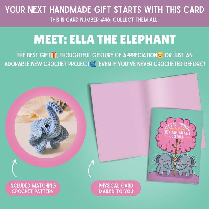 The Kindness Company - Wholesale Love Card - Love Card & Elephant Crochet Pattern1