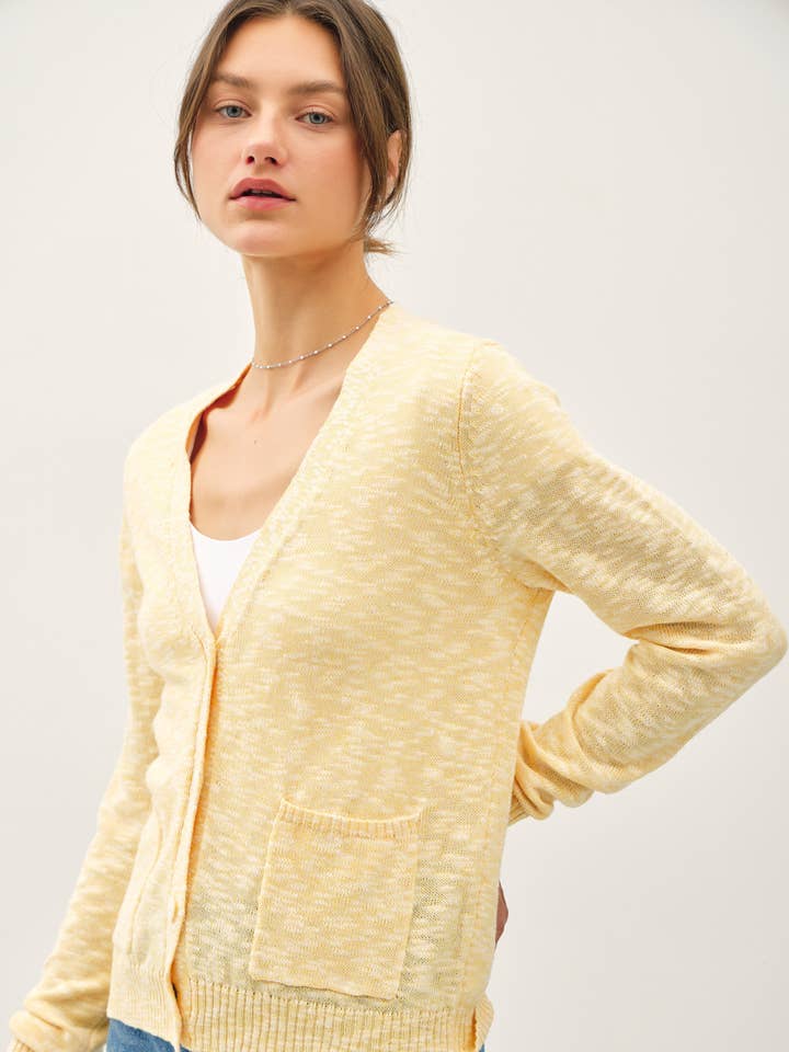 COTTON SLUB BUTTON UP CARDIGAN for wholesale by Be Cool